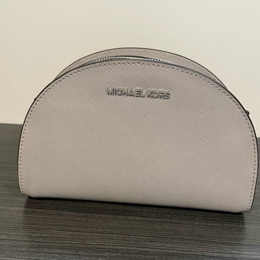 Michael Kors grey leather small crossbody purse